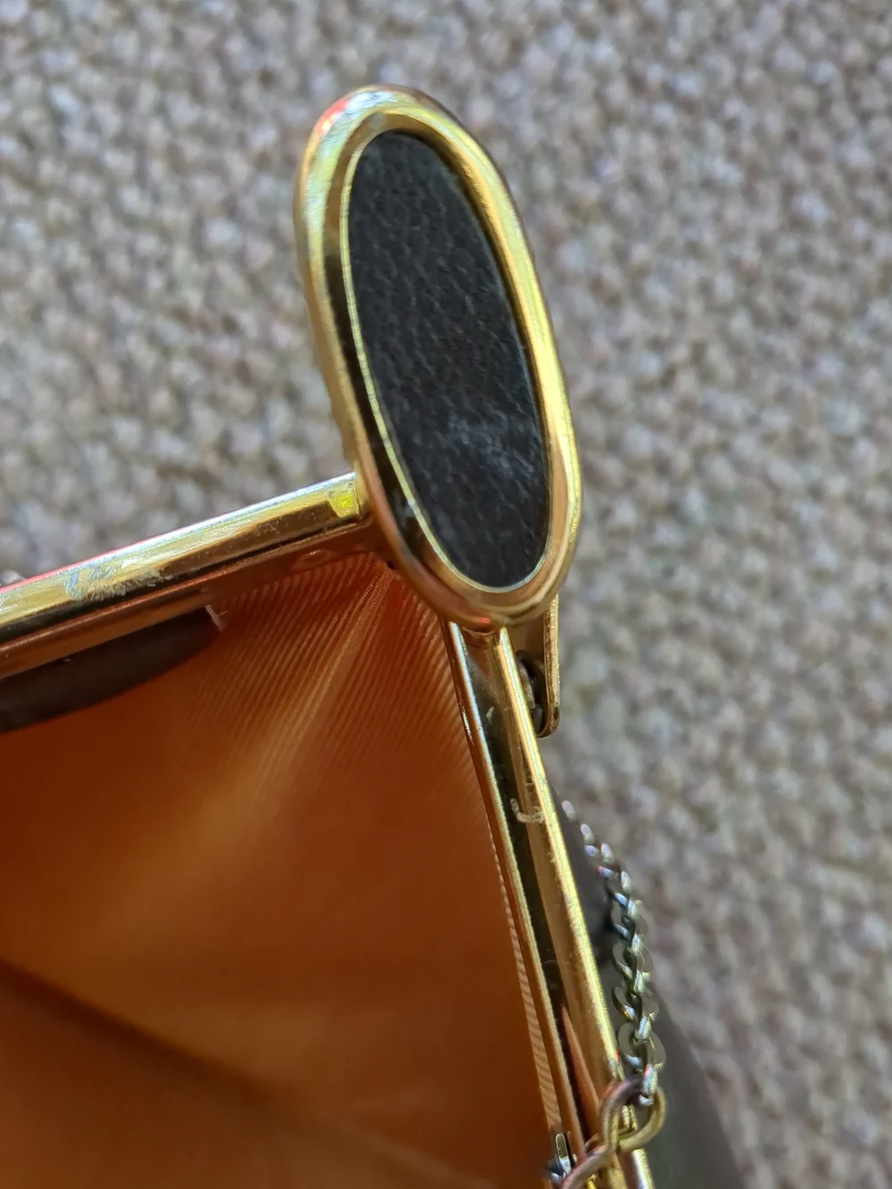 Vintage Black Women's Leather Clutch with Gold Accent Clasp 4 Way Open